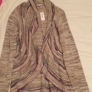 Multicolored Red and Tan Cardigan